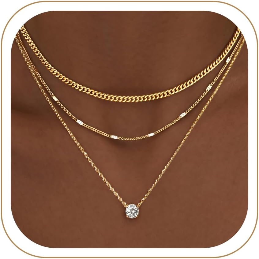 Layered Gold Necklaces for Women, Sterling Silver
