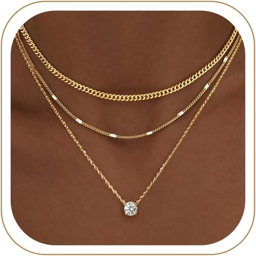 Layered Gold Necklaces for Women, Sterling Silver