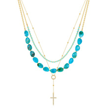 将图片加载到图库查看器，Gold Layered Cross Necklace for Women Pearl Multi Strand – view 9
