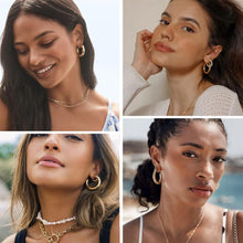 Load image into Gallery viewer, 6 Pairs Simple Gold Hoop Earrings Set for Women Trendy, 14K Gold Plated Chunky Hollow Tube Hoops Earrings, Hypoallergenic Lightweight Large Hoops Jewelry 25/30/35mm
