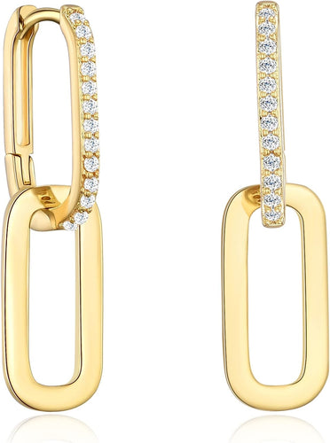 Pave Cubic Zircon Convertible Link Earrings For Women