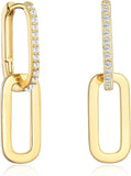 Pave Cubic Zircon Convertible Link Earrings For Women