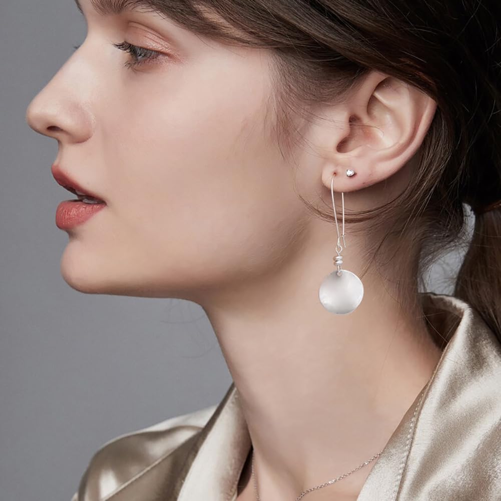 Burnt Gold And Silver Round Disc Dangle Earrings For Women – view 6