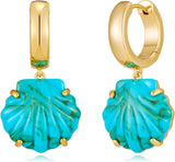 Gold Shell Earrings For Women Chic Summer Blue Seashell