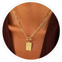Load image into Gallery viewer, 14K Gold Plated Cross Pendant Necklace