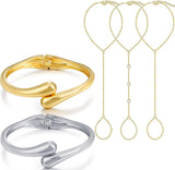 Gold Hand Chain Bracelet Set — 5 Pieces, Chain & Bangle