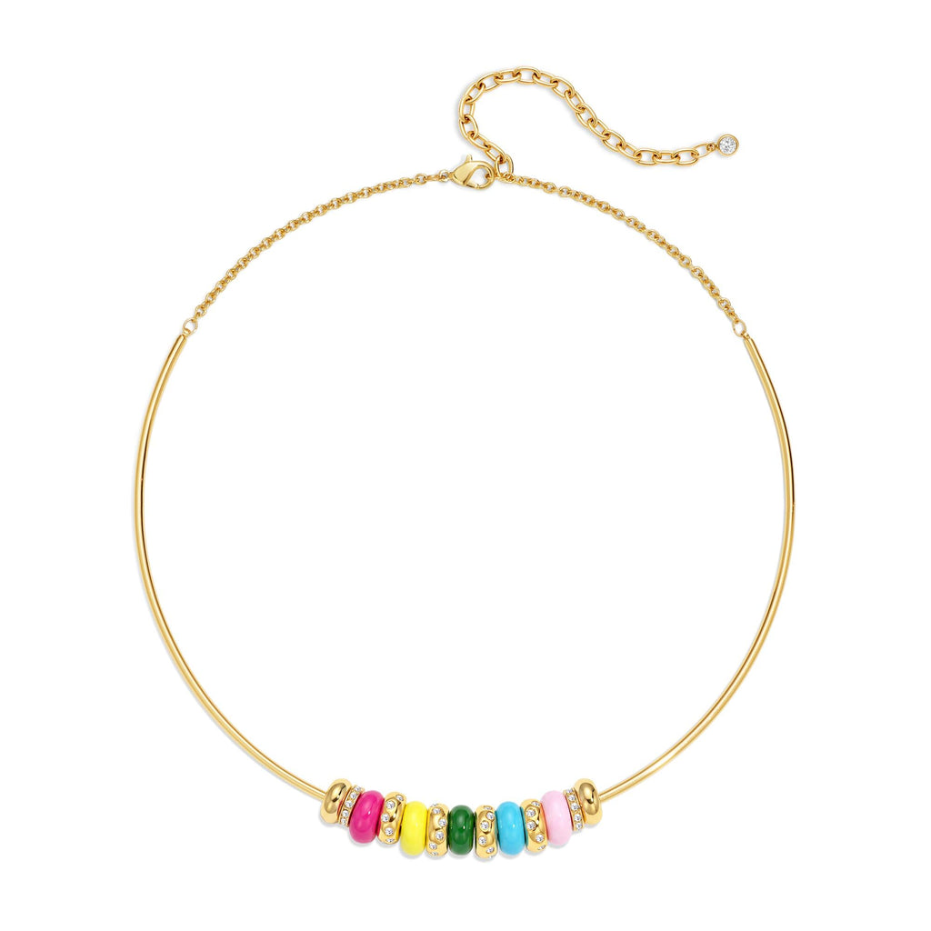 Gold Beaded Choker Necklace for Women Colorful Pendant – view 10