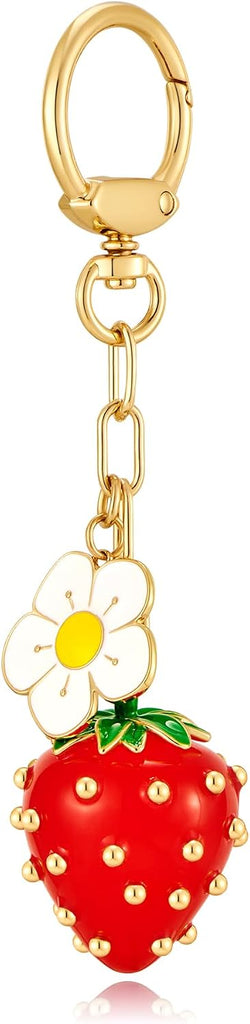 Strawberry Gold Bag Charm Keychain For Women