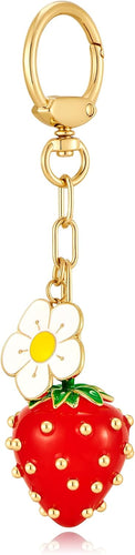 Strawberry Gold Bag Charm Keychain For Women