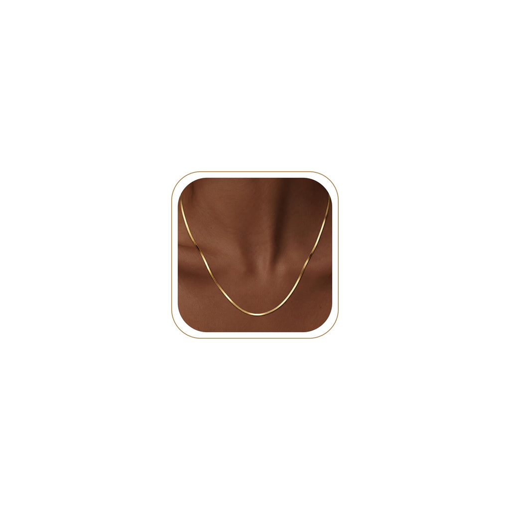 14K Gold Silver Plated Herringbone Necklace for Women, Non-Tarnish