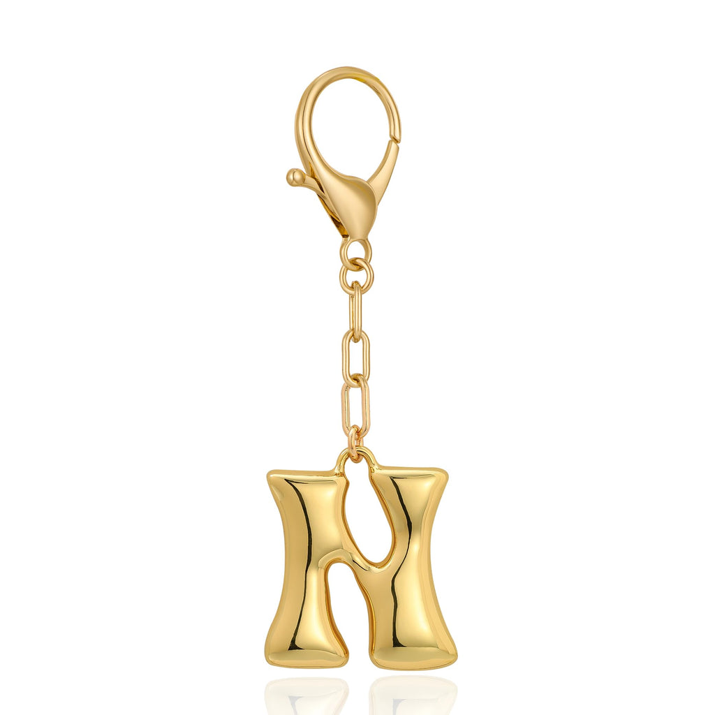 Gold Bubble Initial Keychain For Women