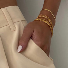 Load image into Gallery viewer, Dainty Gold Bracelets for Women Waterproof, Stackable 14K Gold Plated Waterproof Rope Cuban Snake Paperclip Figaro Link