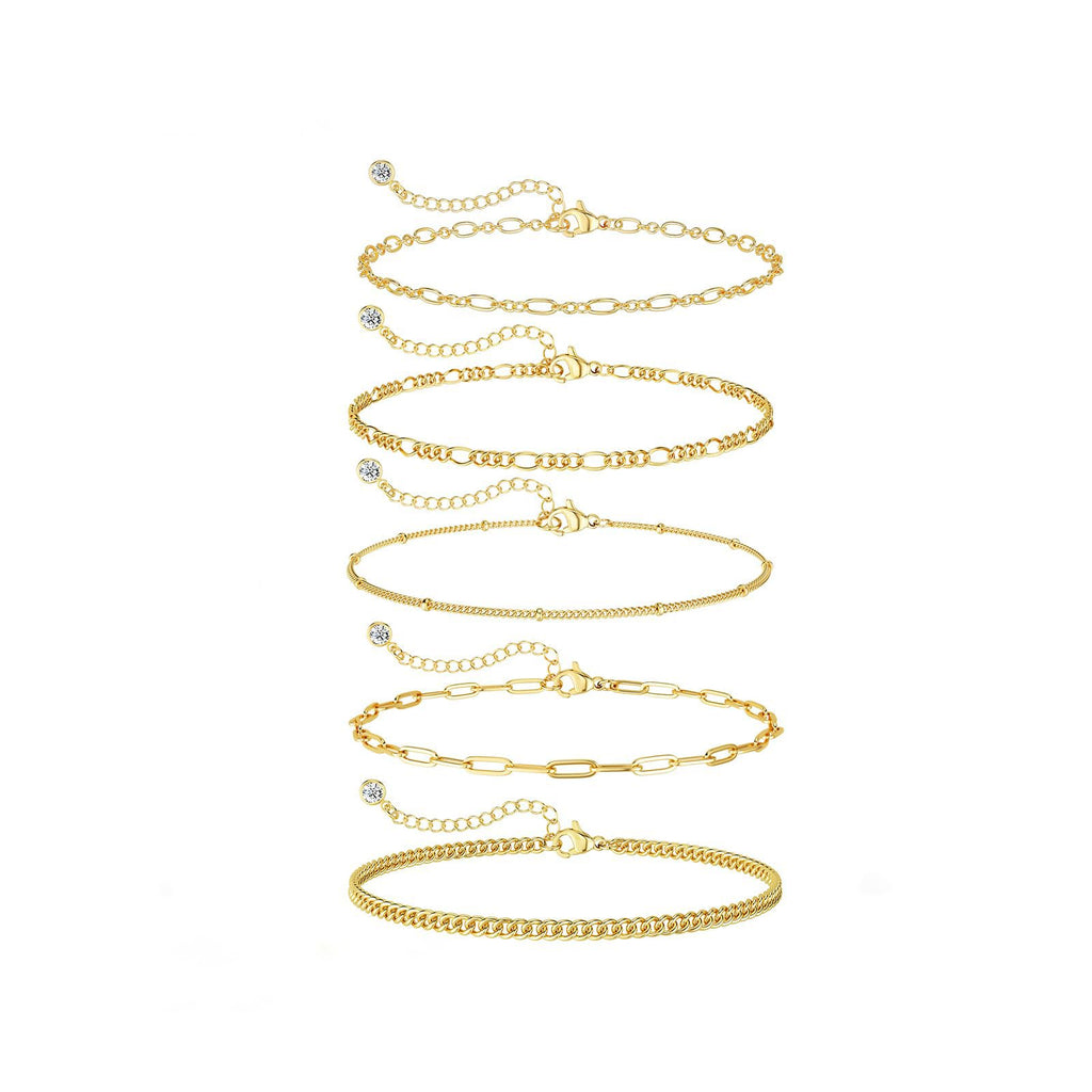 Gold Bracelets for Women, 14K Gold Plated, Waterproof