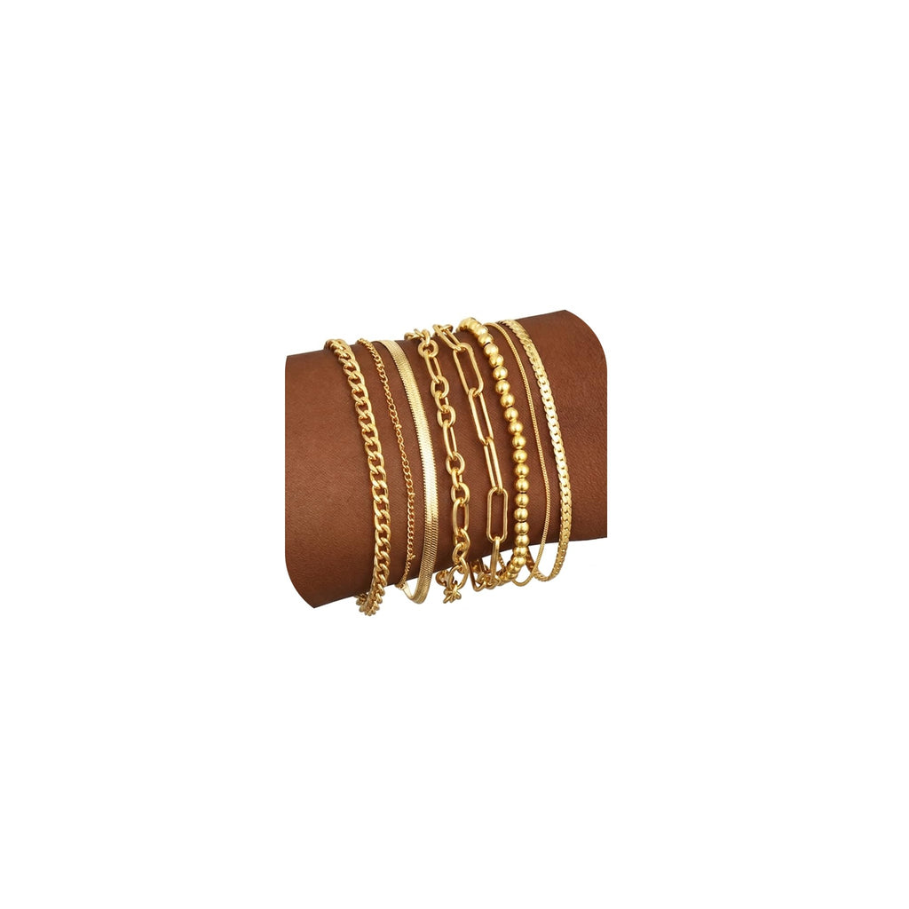 Gold Bracelets Set for Women Trendy, 14K Real Gold Plated Jewelry for Women Dainty Chain Bracelet Stack, Non Tarnish Gold Stackable Bracelets Pack Fashion Accessories Gifts