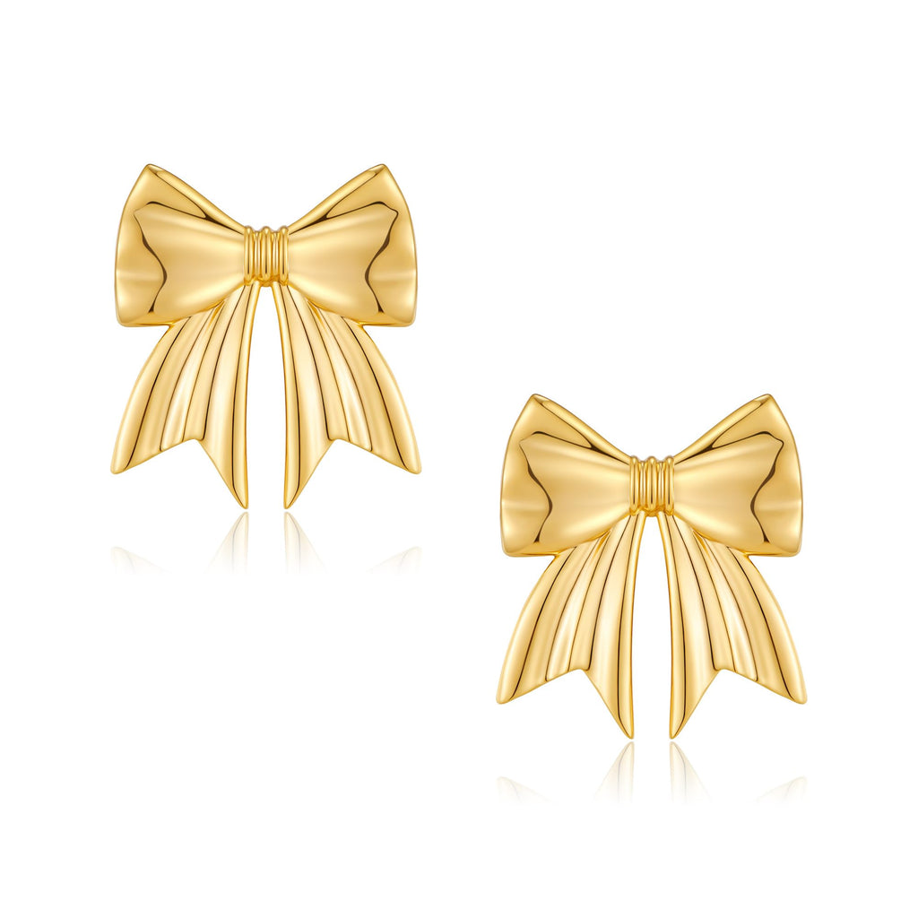 Gold-plated Bow Stud Earrings For Women – view 9