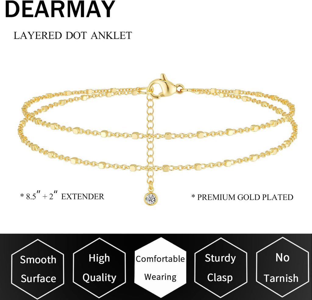 Dainty Gold Ankle Bracelets for Women Waterproof – view 6
