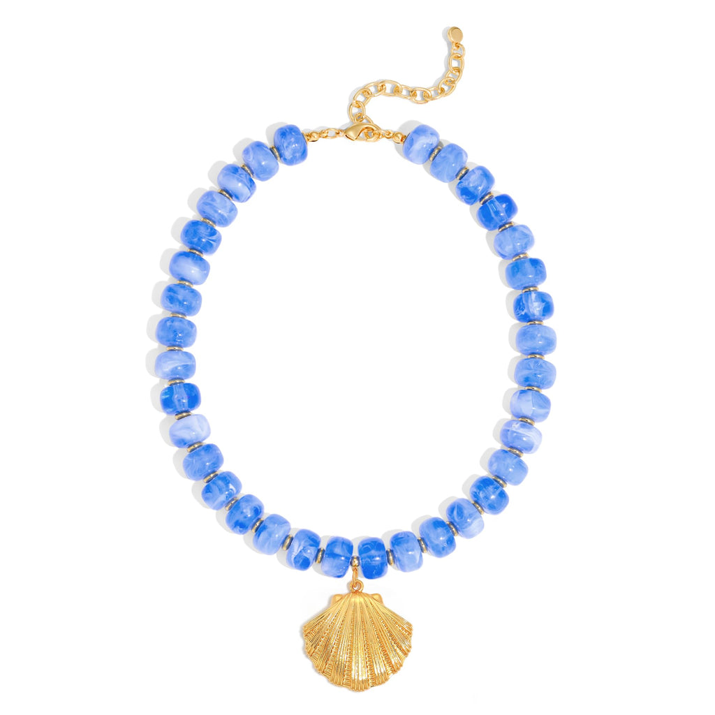 Colorful Beaded Shell Necklace Gold Seashell Pendant – view 11