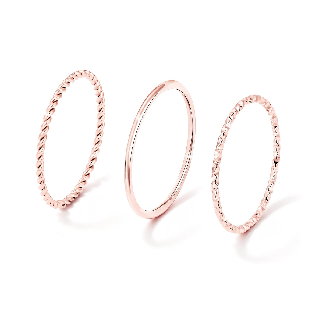 Gold Rings for Women Non Tarnish, Dainty 14K Gold Plated Stackable Thin Thumb Ring Set Trendy Pinky Wedding Bands Engagement