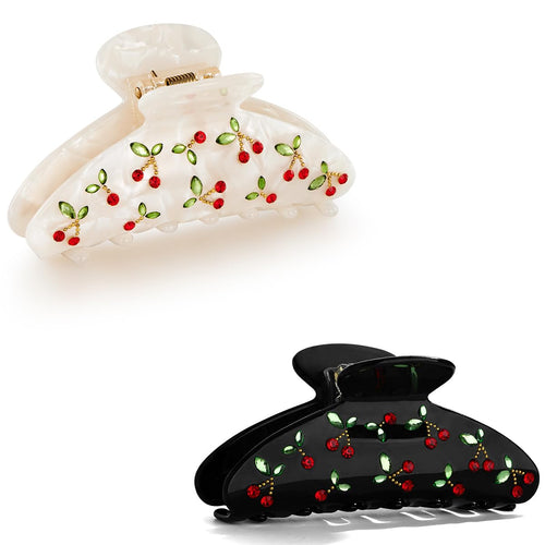 Red Cherry Hair Clip And Black One