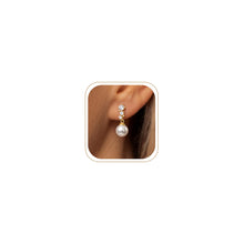 Load image into Gallery viewer, Gold Dangle Drop Earrings for Women, Elegant Wedding Bridal Prom Jewelry, Trendy Hypoallergenic Small Diamond Crystal Huggie