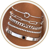 Gold Chunky Bracelets Set for Women Non Tarnish, Waterproof 14K Gold Plated Chunky Cuff Bracelet Stackable Gold Bangles Bracelet for Women Trendy Fashion Accessories Tie Knot Cuban Tennis Rope Paperclip Bracelet Stack Jewelry