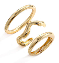 Load image into Gallery viewer, Chunky Gold Bangle Bracelets for Women, Dainty 14k Gold Plated Big Stackable Bangles Set, Trendy Statement Cuff Bracelet Stack Fashion Jewelry Gifts