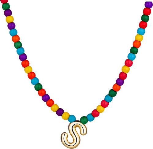 Bubble S Initial Gold Necklaces for Women Trendy