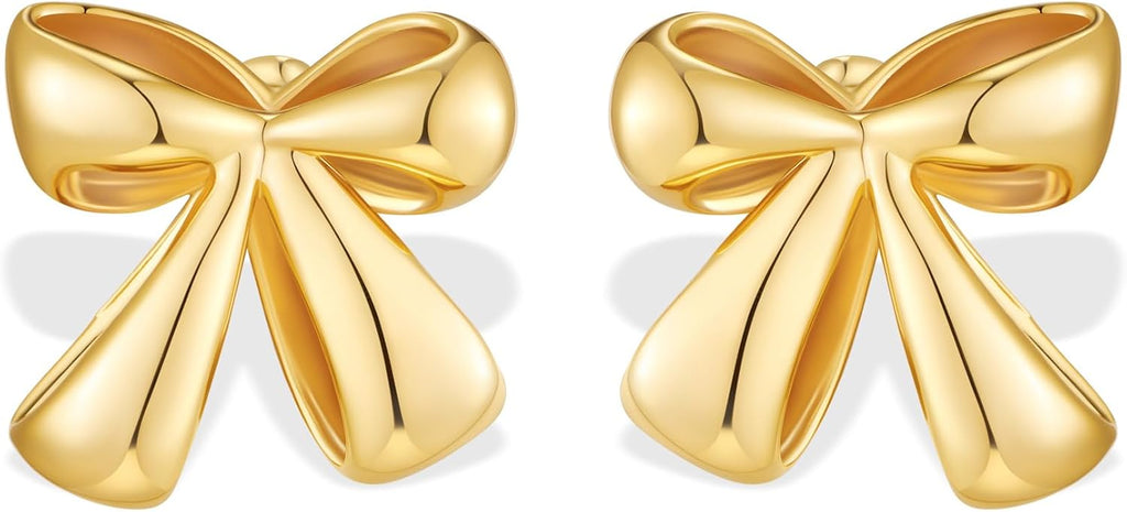 Gold-plated Bow Stud Earrings For Women