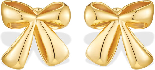 Gold-plated Bow Stud Earrings For Women
