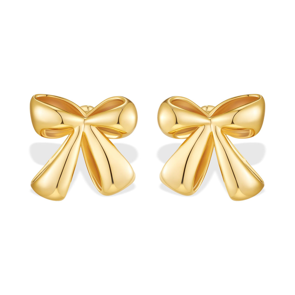 Gold-plated Bow Stud Earrings For Women – view 8