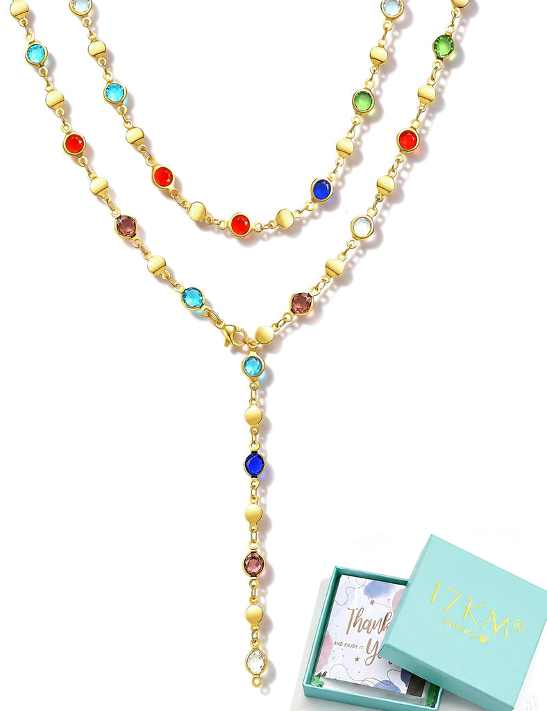 4PCS 18K Gold Plated Layered Cross Necklaces for Women, Colorful Y Necklace – view 8