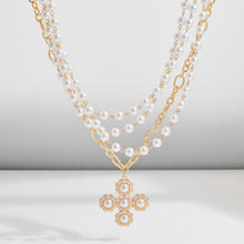 Load image into Gallery viewer, Gothic Gold Cross For Women Pearl Layered Necklaces – view 5