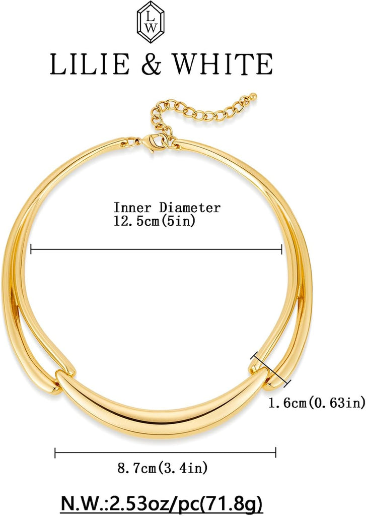 Gold Hammer Collar Curved Bar Collar Necklaces For Women – view 6