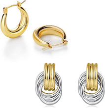 将图片加载到图库查看器，Chunky Gold Hoop Earrings