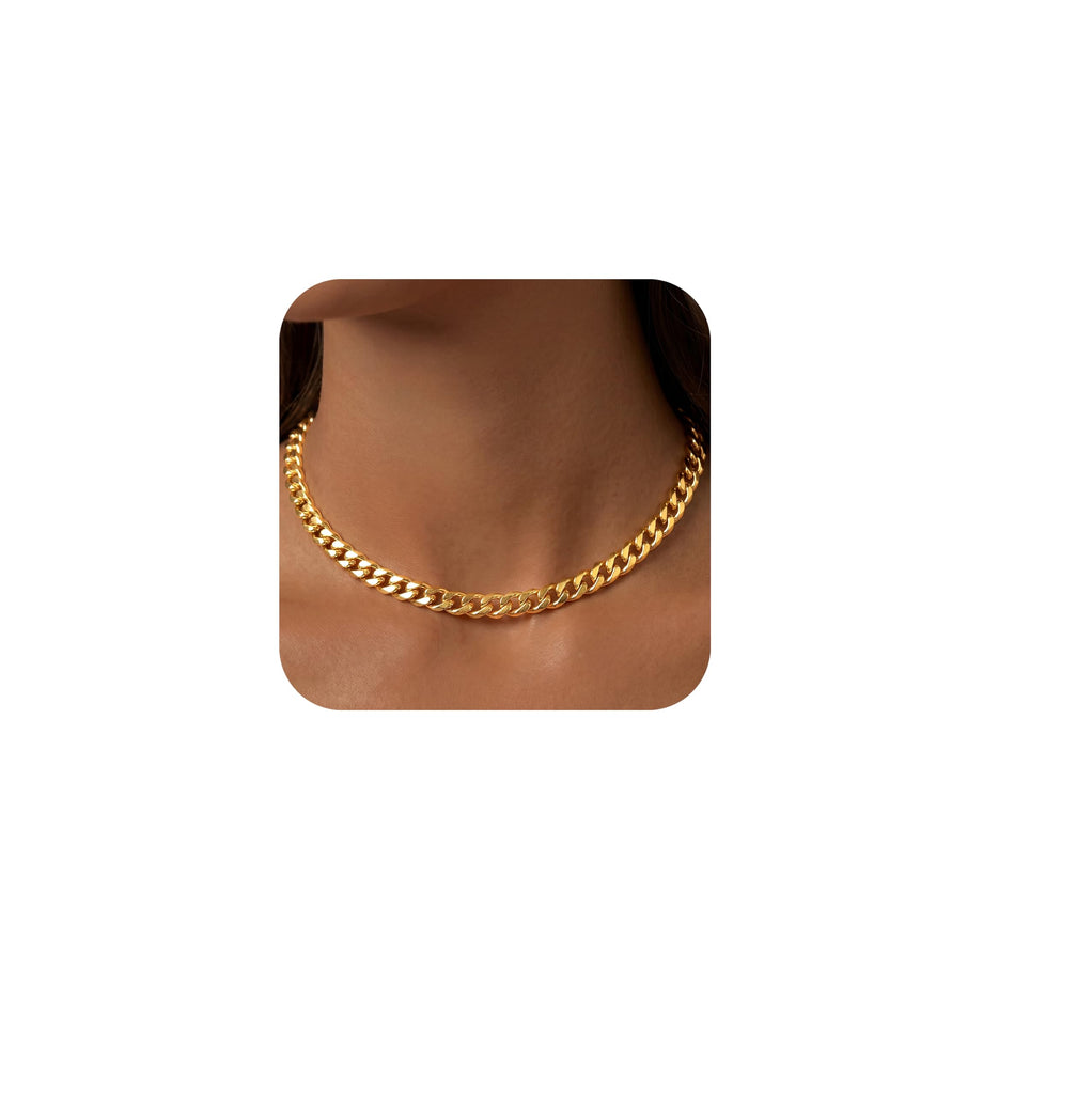 Cuban Link Chain Necklace for Women, Stainless Steel – view 11