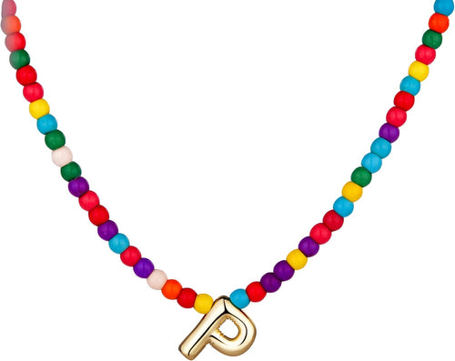Bubble P Initial Gold Necklaces for Women Trendy