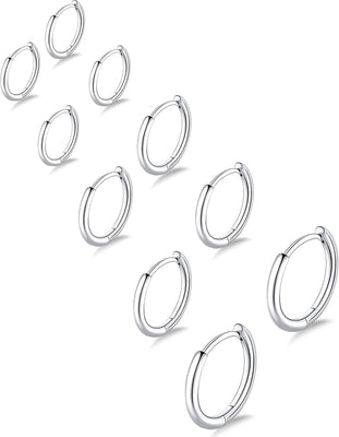 316L Stainless Steel Hoop Earrings — Hypoallergenic Cartilage Set