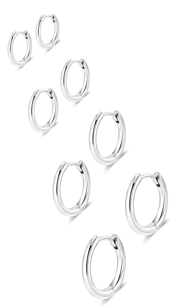 14K Gold Plated Huggie Hoop Earrings — Stacking Set, Hypoallergenic