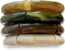 Load image into Gallery viewer, 6pcs Chunky Acrylic Bangle Bracelets for Women, Resin Bamboo Brown Stretchy Bracelet Stack, Fashion Jewelry for Women