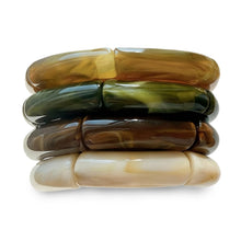 Load image into Gallery viewer, 6pcs Chunky Acrylic Bangle Bracelets for Women, Resin Bamboo Brown Stretchy Bracelet Stack, Fashion Jewelry for Women