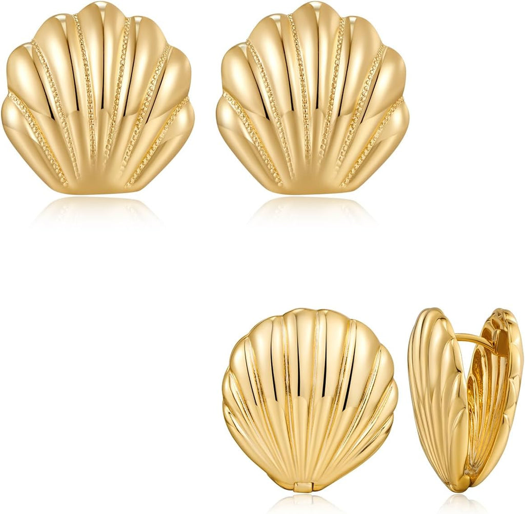 Gold Seashell Earrings And Shell Stud For Women