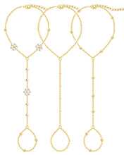 Load image into Gallery viewer, Gold Hand Chain Bracelets — 3 Pieces, 14K Plated Set