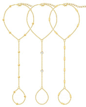 Load image into Gallery viewer, 3PCS 14K Gold-Plated Hand Chain Bracelets for Women, Stack Bracelets Set Adjustable, Trendy Dainty Ring Bracelet Hand Chain
