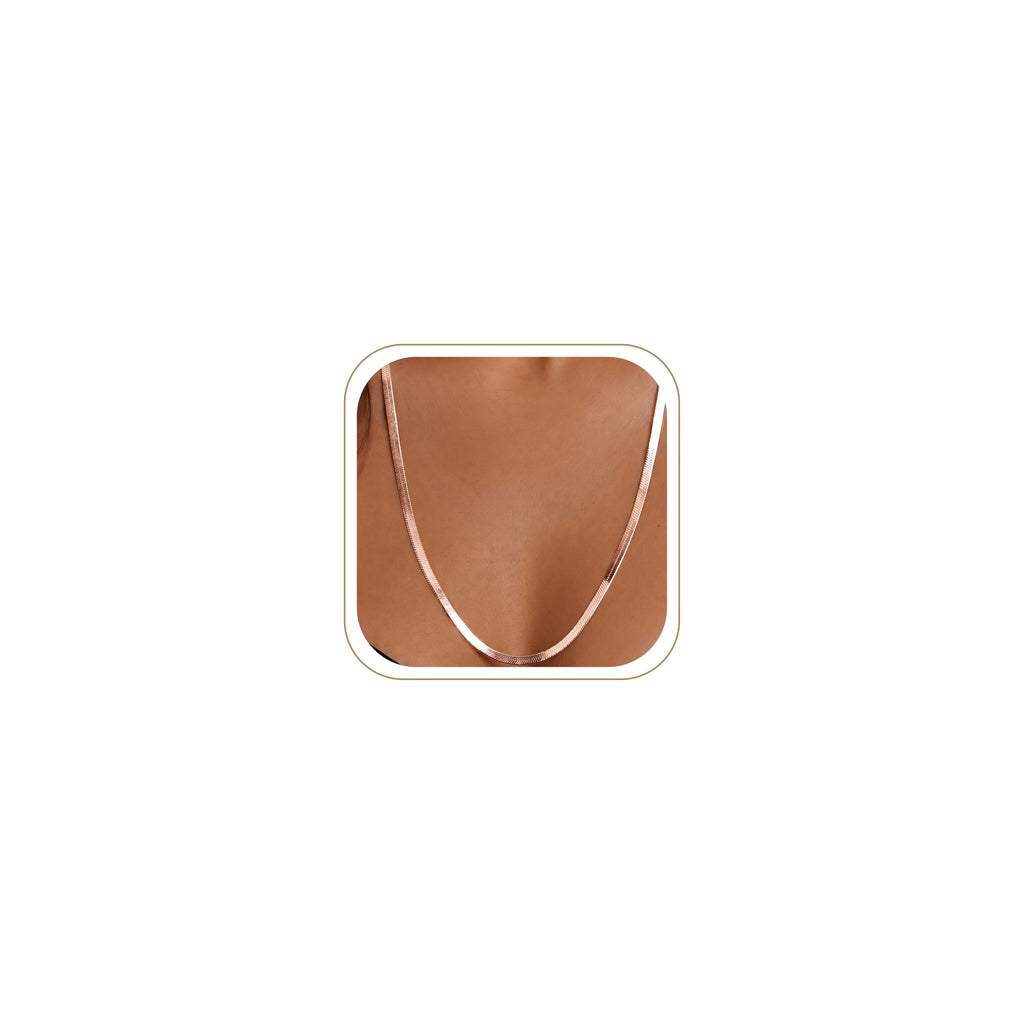 14K Gold Silver Plated Herringbone Necklace for Women, Non-Tarnish