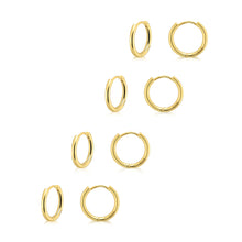 Load image into Gallery viewer, Small Gold Huggie Hoop Earrings Set for Women Men, Hypoallergenic 14K Gold Plated Hoop Earring Cartilage – view 7