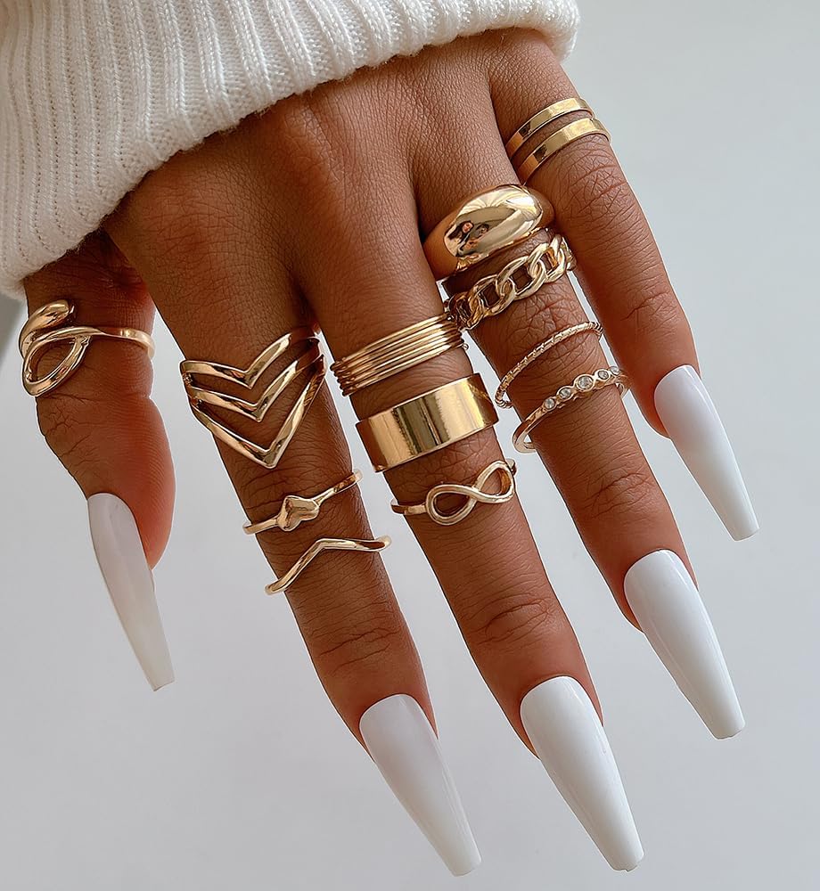 25 Pcs Gold Stackable Ring Set for Women, Chunky Knuckle Finger Midi Rings, Silver Simple Stacking Cute Rings Pack Trendy Stuff Jewelry Gift
