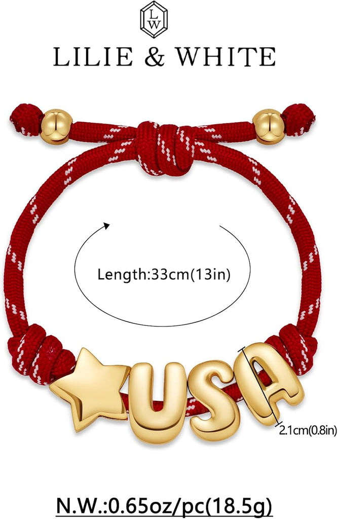 250 Anniversary USA Bracelet for Women with Inital 4th of July – view 6