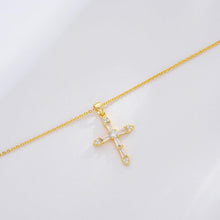 将图片加载到图库查看器，Gold Diamond Cross Necklace for Women, 14K Gold Plated – view 5