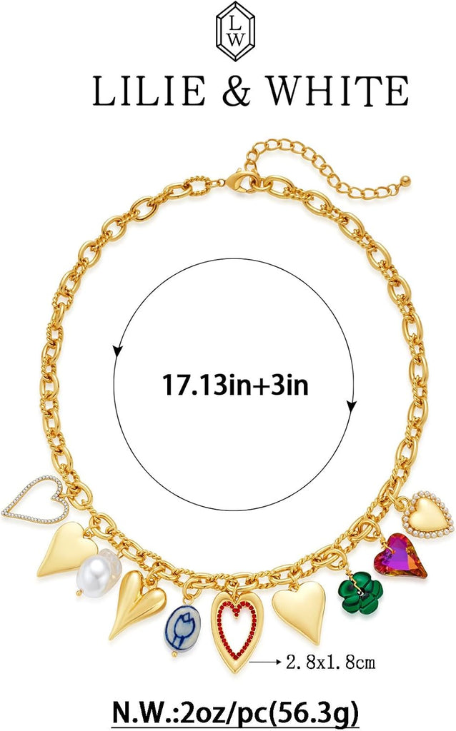 Gold Cross Charms Necklace Trendy Heart Pendant – view 6