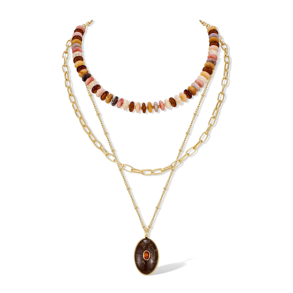 Layered Beaded Necklace for Women Colorful Pendant – view 9